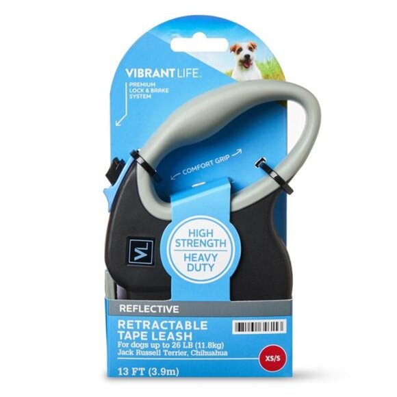 13' Heavy Duty Nylon Reflective Retractable Dog Leash, Black, XS/S Small Dog - Picture 4 of 5